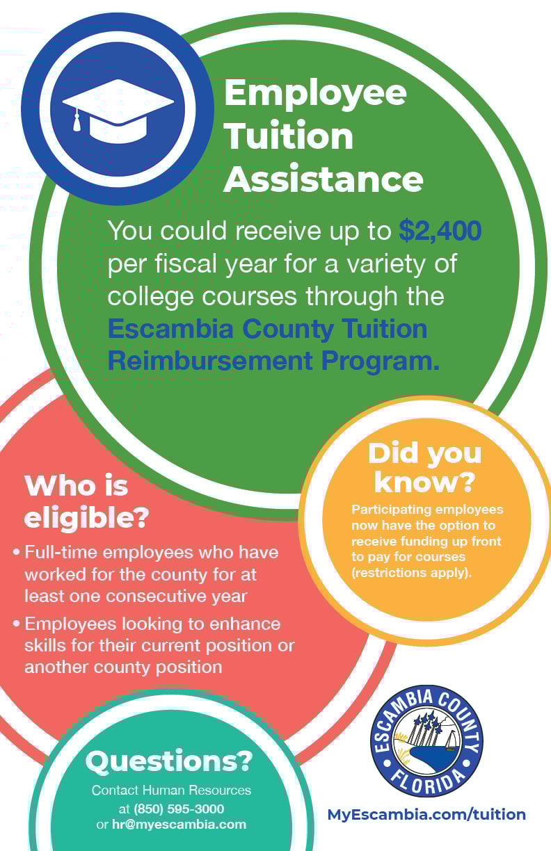 Tuition Reimbursement Flyer Employee tuition assistance program details including eligibility, funding amount, and contact information.
