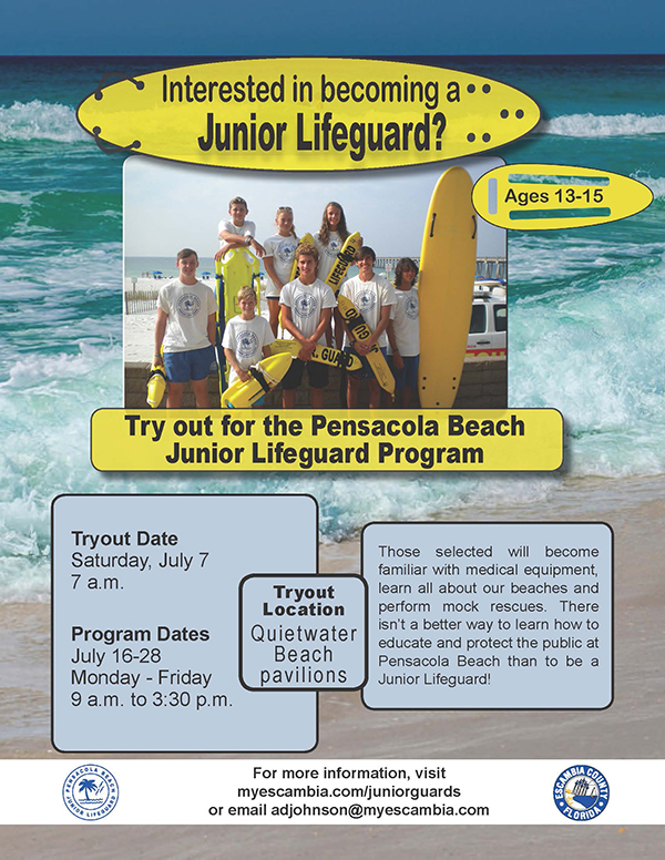 Pensacola Beach Junior Lifeguard flyer